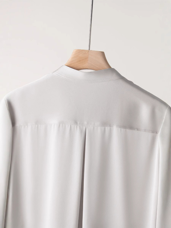 Nova ženska svilena košulja za proljeće, dugo rukave, detalj vezivanja, srednja duljina, jednobojna, elegantna bluza