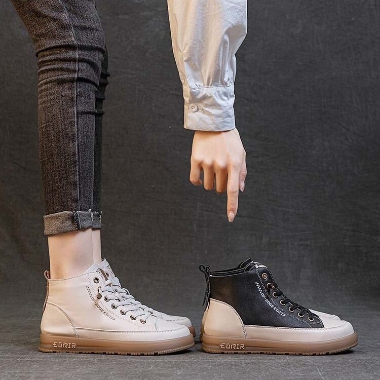 Cipele za trudnice od kože prvog sloja, s elastičnim pojasom, slip-on visokog profila tenisice, univerzalne dnevne sportske, 2024
