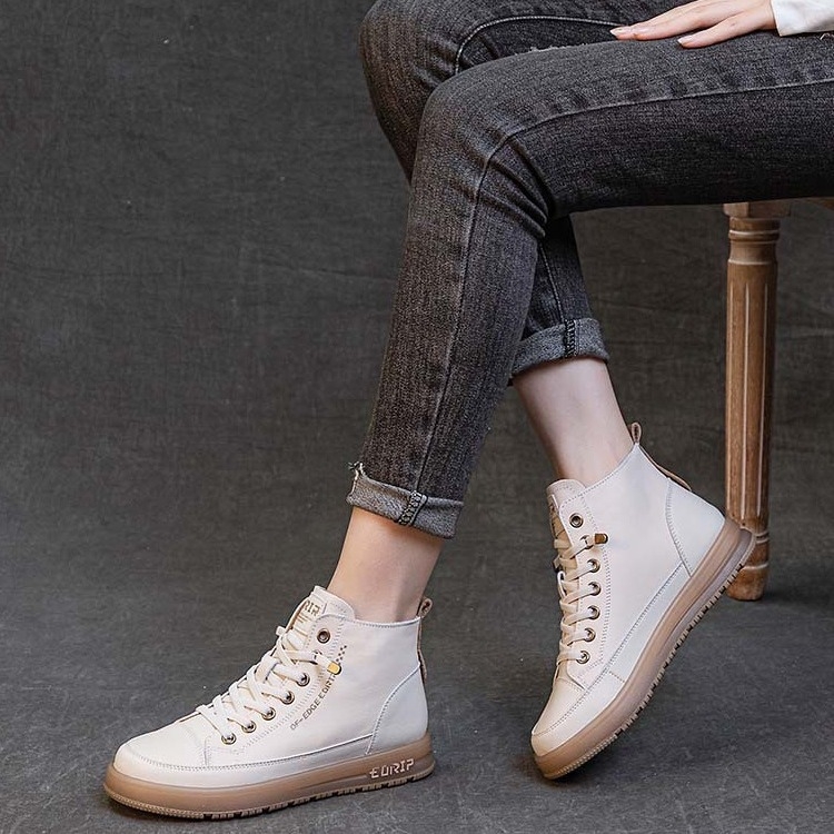 Cipele za trudnice od kože prvog sloja, s elastičnim pojasom, slip-on visokog profila tenisice, univerzalne dnevne sportske, 2024