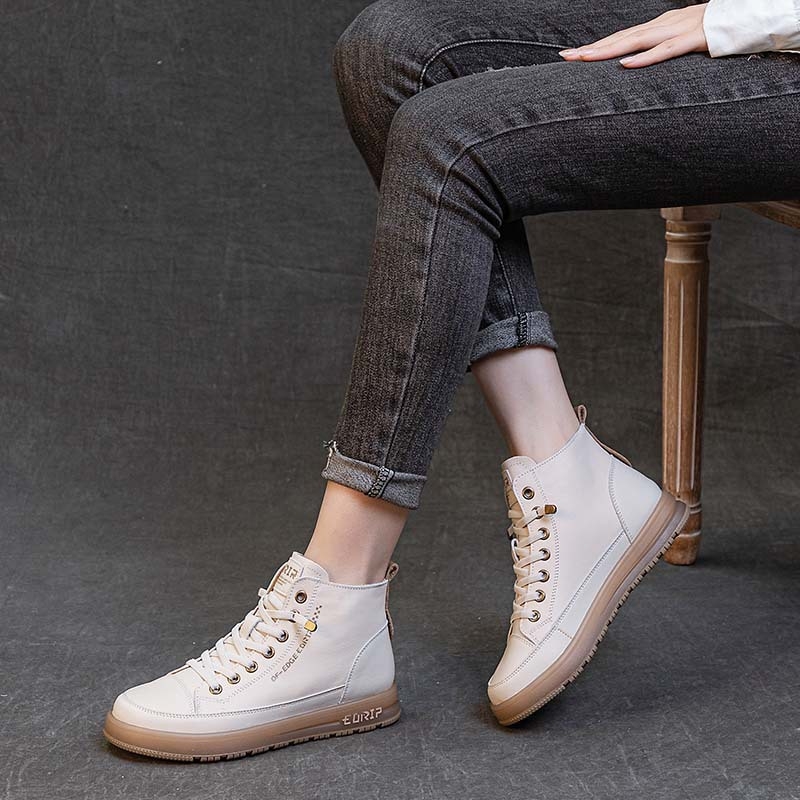 Cipele za trudnice od kože prvog sloja, s elastičnim pojasom, slip-on visokog profila tenisice, univerzalne dnevne sportske, 2024