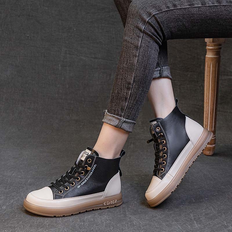 Cipele za trudnice od kože prvog sloja, s elastičnim pojasom, slip-on visokog profila tenisice, univerzalne dnevne sportske, 2024