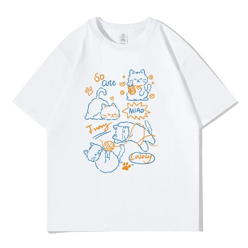 Ženski T-shirt s kratkim rukavima od 100% pamuka, ljeto, Hongkong inspiriran stil, opuštenog kroja, jednostavan i svestran top