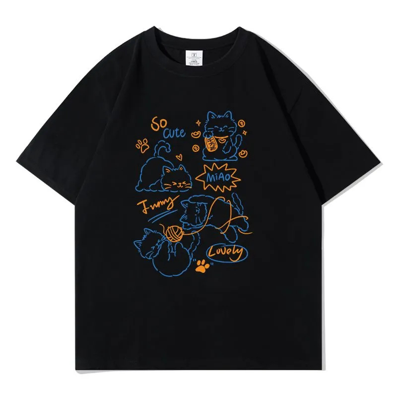 Ženski T-shirt s kratkim rukavima od 100% pamuka, ljeto, Hongkong inspiriran stil, opuštenog kroja, jednostavan i svestran top
