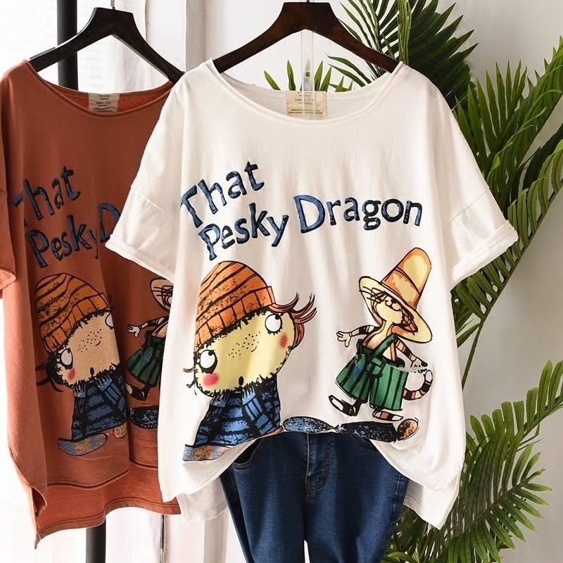 Ženski T-shirt velikog raspona, kratki rukavi, okrugli izrez, ležerni urbani stil, inspiriran korejskom modom, proljeće 2025