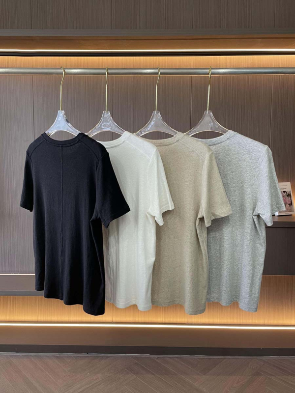 Ženski laneni T-shirt kratkih rukava, okrugli izrez, slobodan kroj, jednobojan