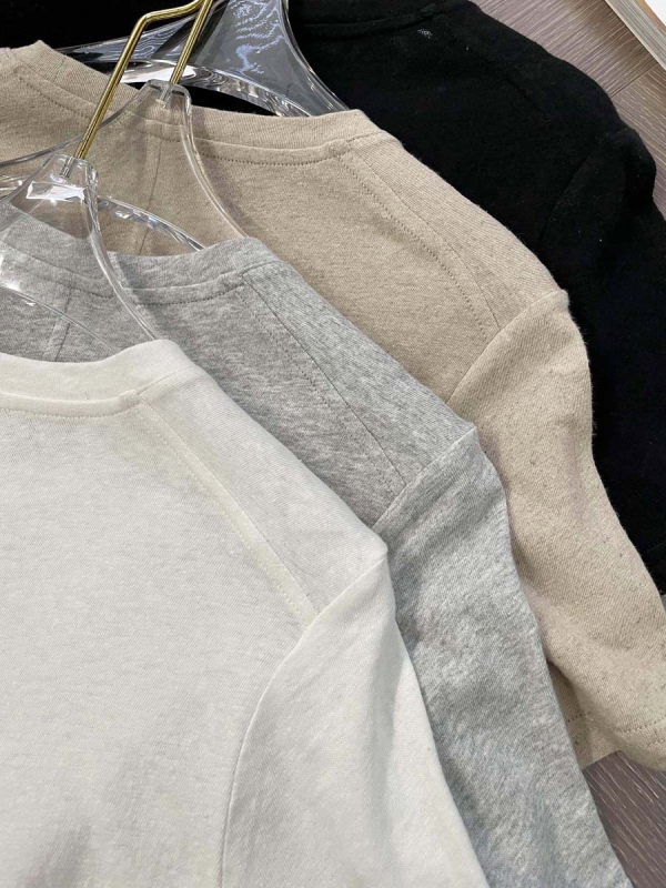 Ženski laneni T-shirt kratkih rukava, okrugli izrez, slobodan kroj, jednobojan