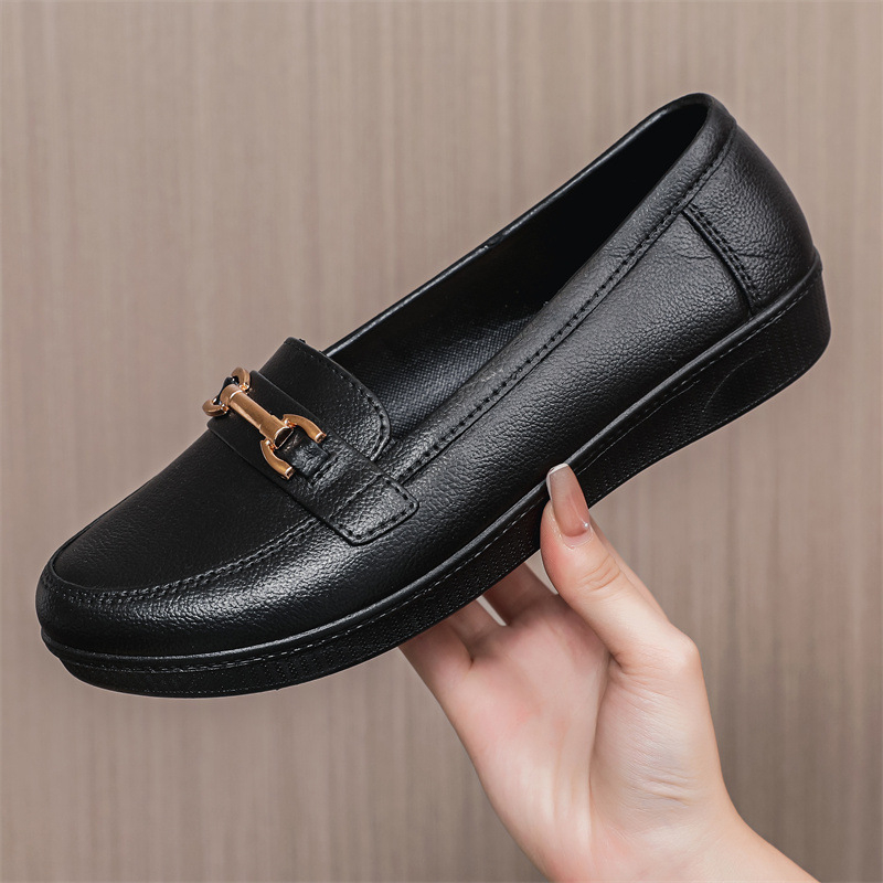 Ženske vodootporne PVC loaferice crne boje, britanskog stila, formalne poslovne cipele