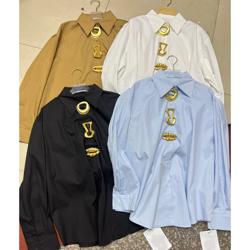 Ženska bluza s dugim rukavima, polo ovratnik, slobodan kroj, jednobojna, poliester.