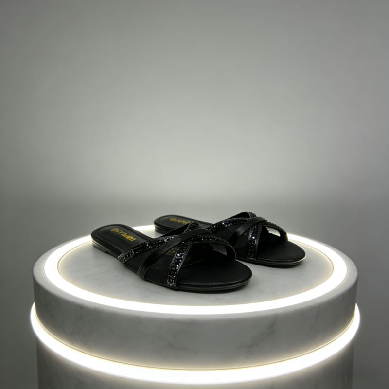Női afrikai stílusú lapos slip-on szandál