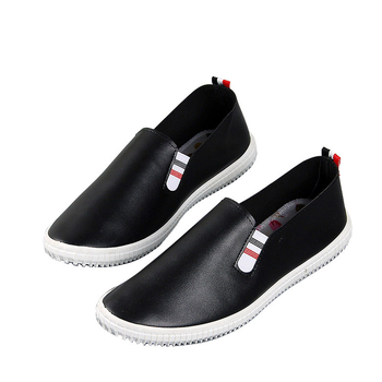Ženske bijele tenisice od PU kože - prozračne, svakodnevne slip-on loafers s ravnom potplatom