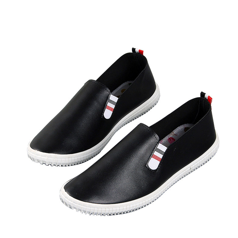 Ženske bijele tenisice od PU kože - prozračne, svakodnevne slip-on loafers s ravnom potplatom
