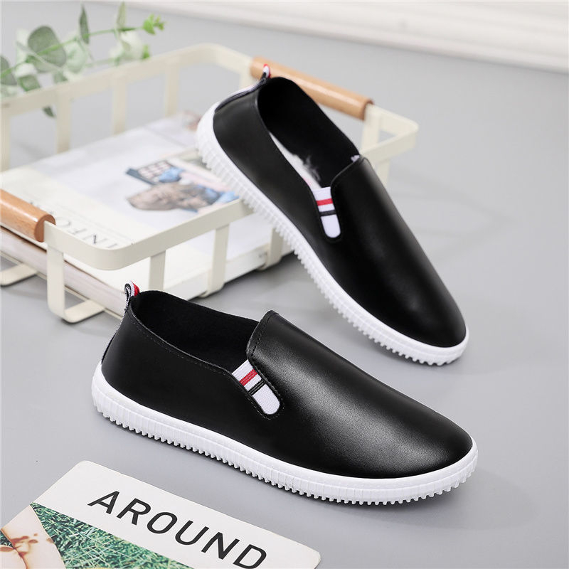 Ženske bijele tenisice od PU kože - prozračne, svakodnevne slip-on loafers s ravnom potplatom