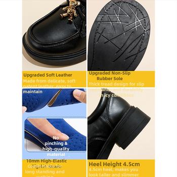 Dvoslojna koža, debeli potplat, niska peta od 3 cm, metalna kopča i pertle, britanski stil, svakodnevni loaferi za žene
