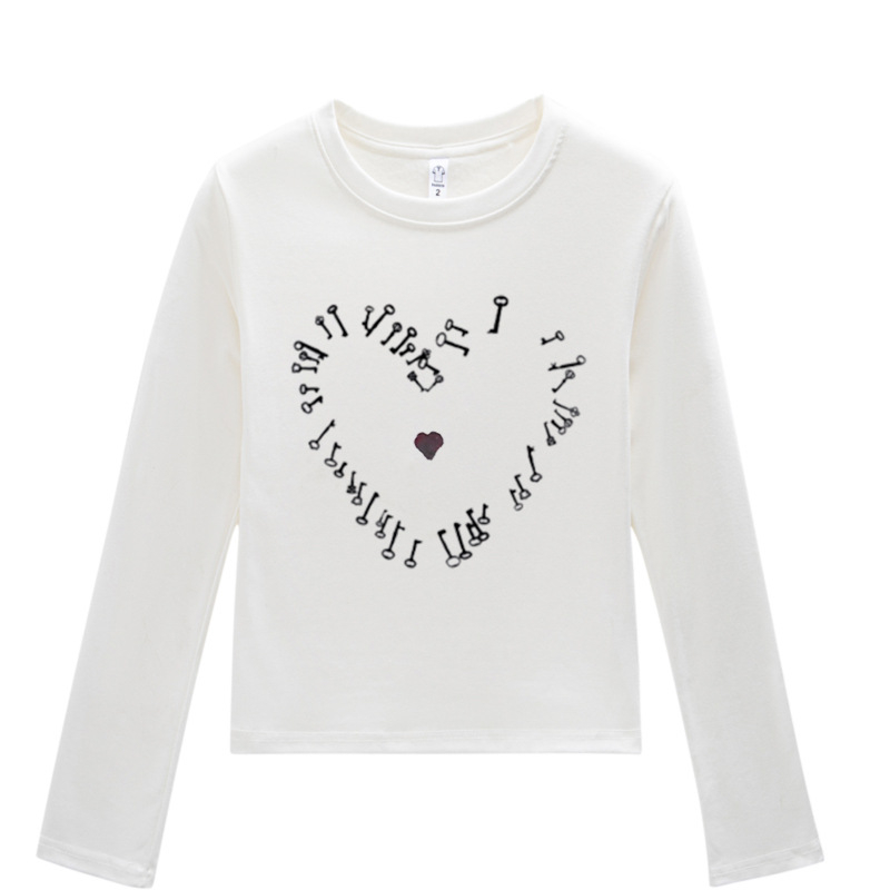 Ženski kratki T‑shirt s otiskom srca u američkom retro ulicnom stilu, uski kroj, za proljeće i ljeto