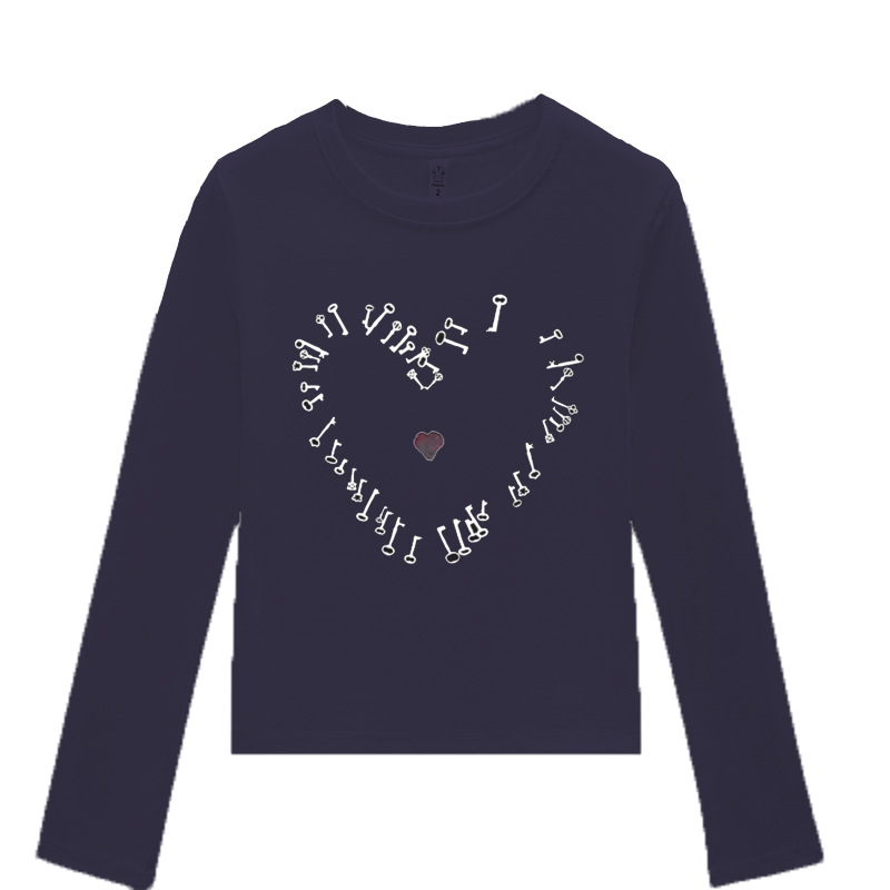 Ženski kratki T‑shirt s otiskom srca u američkom retro ulicnom stilu, uski kroj, za proljeće i ljeto