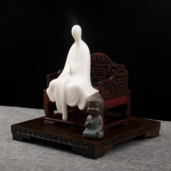 Pravokutna drvena podloga za izlaganje, namijenjena za tamjan, čajnik i bonsai, s postoljem za kipu Buda/Guanyin.