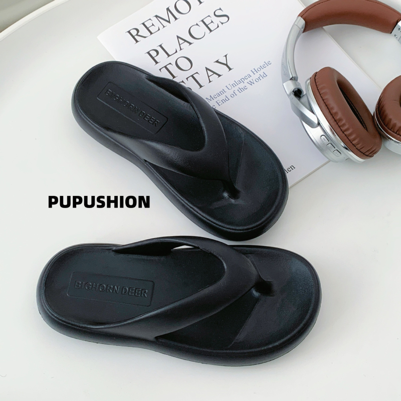 Shangzhi Unisex ljetne plažne sandale, EVA pjena, protuklizne, protiv mirisa, kopča za prst, ravna potplata, korejski stil, minimalistički dizajn