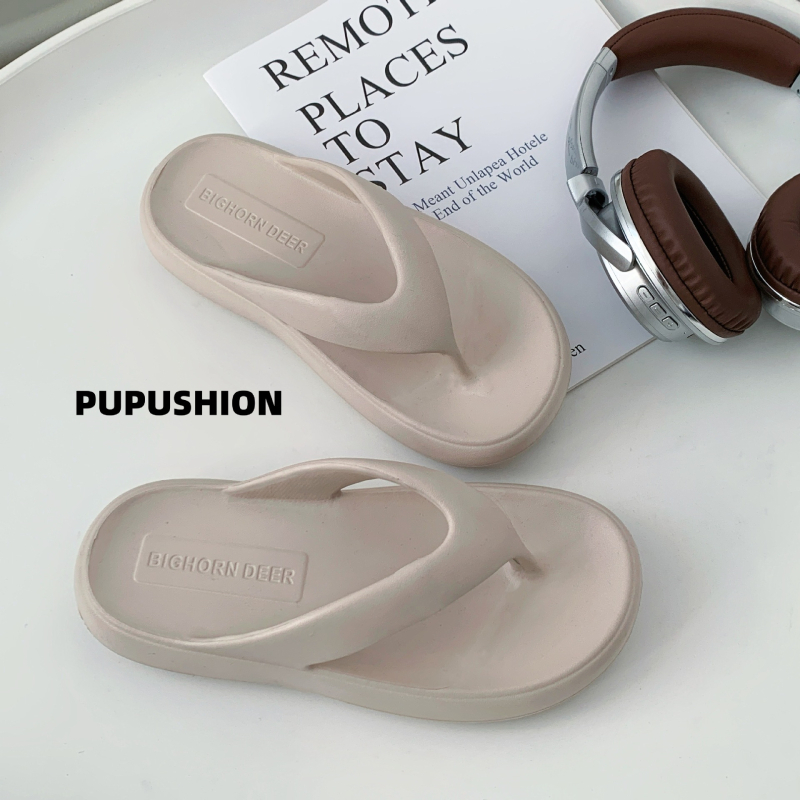 Shangzhi Unisex ljetne plažne sandale, EVA pjena, protuklizne, protiv mirisa, kopča za prst, ravna potplata, korejski stil, minimalistički dizajn