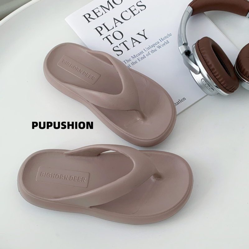 Shangzhi Unisex ljetne plažne sandale, EVA pjena, protuklizne, protiv mirisa, kopča za prst, ravna potplata, korejski stil, minimalistički dizajn