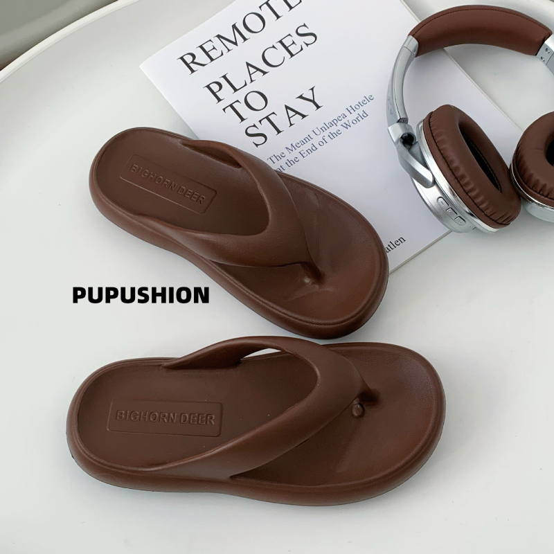 Shangzhi Unisex ljetne plažne sandale, EVA pjena, protuklizne, protiv mirisa, kopča za prst, ravna potplata, korejski stil, minimalistički dizajn