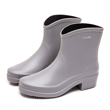 Sanming Beauty Ženske kratke čizme za kišu s protukliznom potplatom, vodootporni PVC gornji dio, jednobojne, slip-on