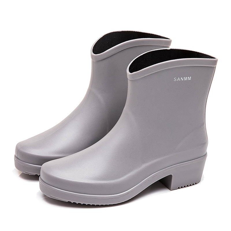Sanming Beauty Ženske kratke čizme za kišu s protukliznom potplatom, vodootporni PVC gornji dio, jednobojne, slip-on