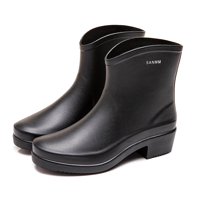 Sanming Beauty Ženske kratke čizme za kišu s protukliznom potplatom, vodootporni PVC gornji dio, jednobojne, slip-on