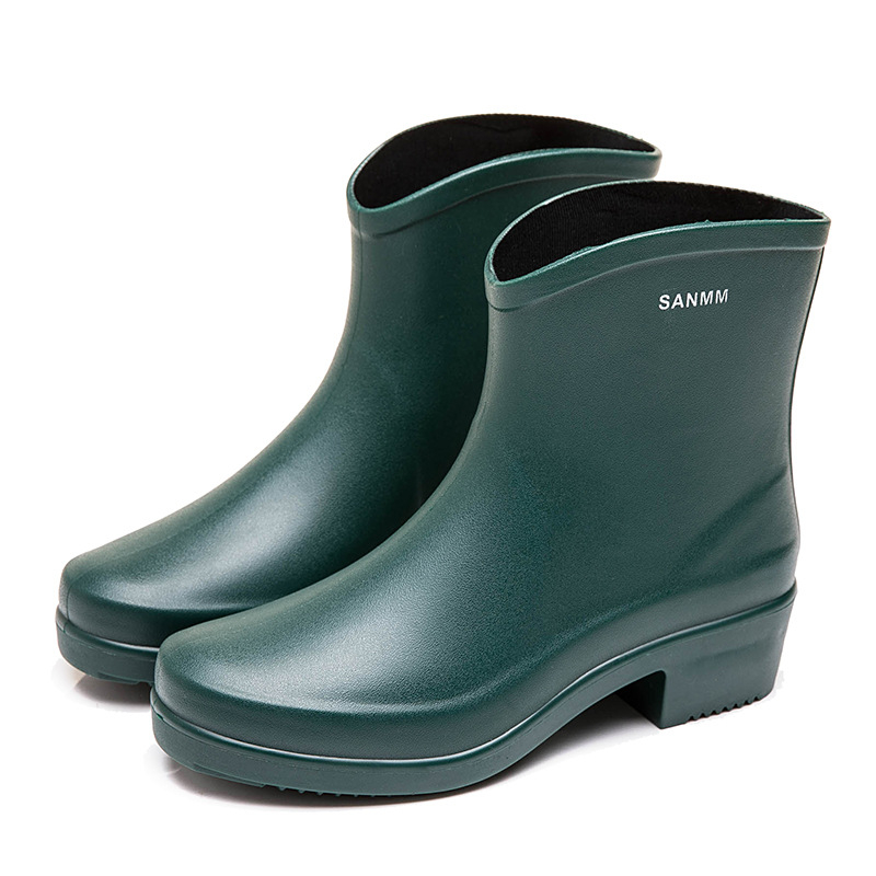 Sanming Beauty Ženske kratke čizme za kišu s protukliznom potplatom, vodootporni PVC gornji dio, jednobojne, slip-on
