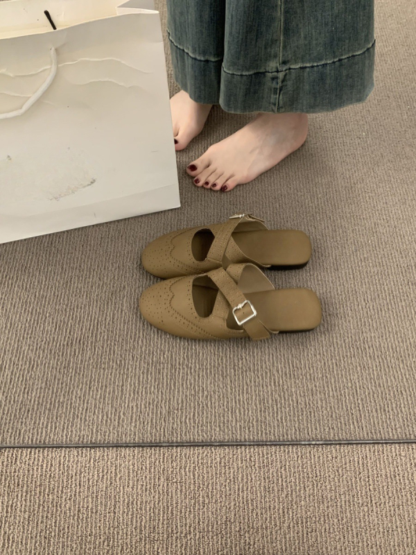 Női retro keresztpántos zárt orrú slip-on cipő, Mary Jane-stílusú, lapos talppal