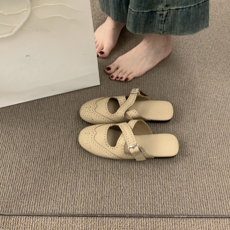 Női retro keresztpántos zárt orrú slip-on cipő, Mary Jane-stílusú, lapos talppal