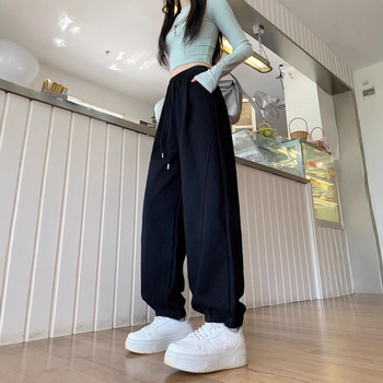 Ženske sive jogger hlače za plus size, kratkog stasa, proljetno-jesenski stil, opuštena silueta, ravnog kroja