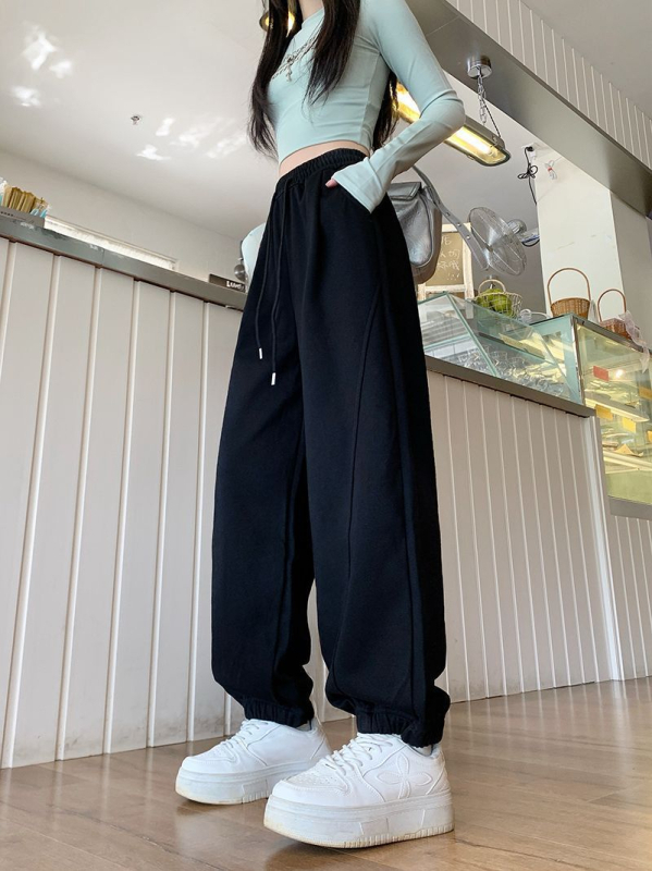 Ženske sive jogger hlače za plus size, kratkog stasa, proljetno-jesenski stil, opuštena silueta, ravnog kroja