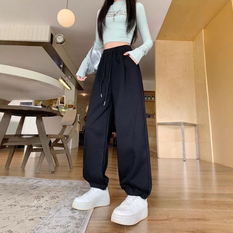 Ženske sive jogger hlače za plus size, kratkog stasa, proljetno-jesenski stil, opuštena silueta, ravnog kroja