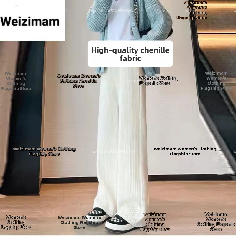 Damske široke hlače od chenille, podstavljene fleeceom, zimski, casual sportski stil za proljeće i jesen