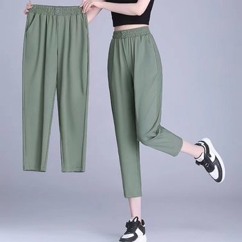 Ice Silk harém hlače, ljetna 2024 kolekcija, ležerni sportski stil, drapirana silueta, stretch