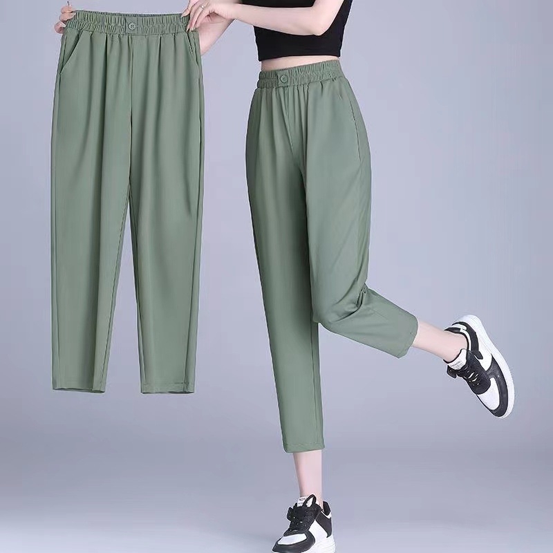 Ice Silk harém hlače, ljetna 2024 kolekcija, ležerni sportski stil, drapirana silueta, stretch