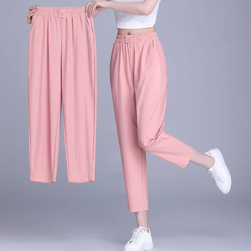 Ice Silk harém hlače, ljetna 2024 kolekcija, ležerni sportski stil, drapirana silueta, stretch