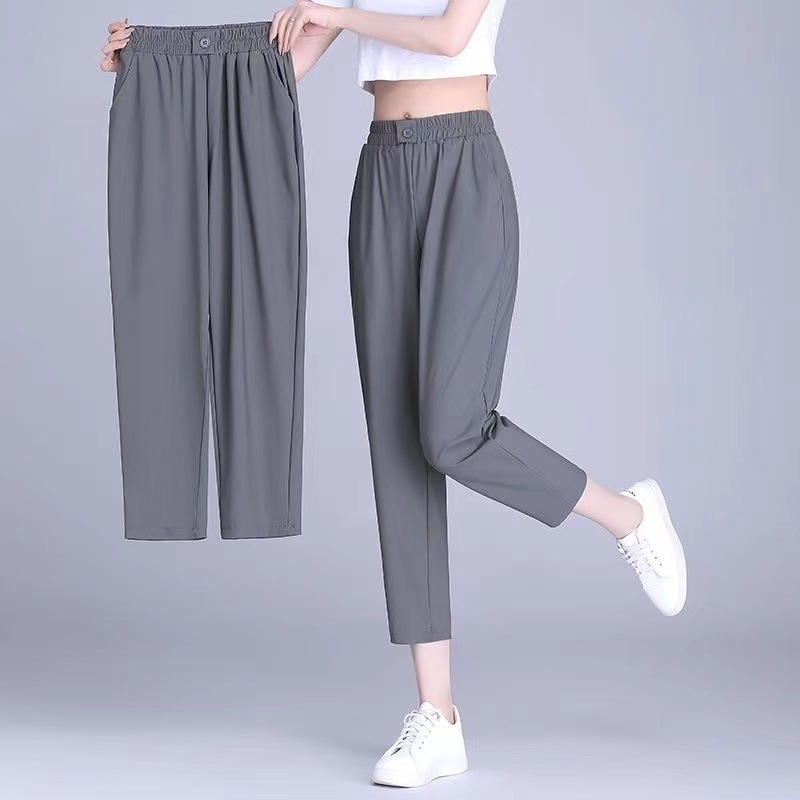 Ice Silk harém hlače, ljetna 2024 kolekcija, ležerni sportski stil, drapirana silueta, stretch