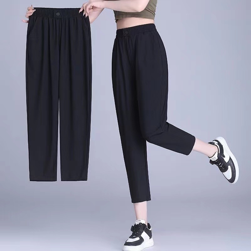 Ice Silk harém hlače, ljetna 2024 kolekcija, ležerni sportski stil, drapirana silueta, stretch