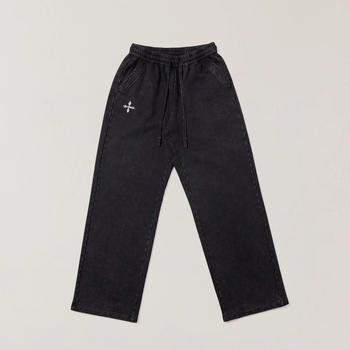 SMFK Divlji retro široke ravne hlače za sport, s izšivkom, vintage isprane, casual radne hlače