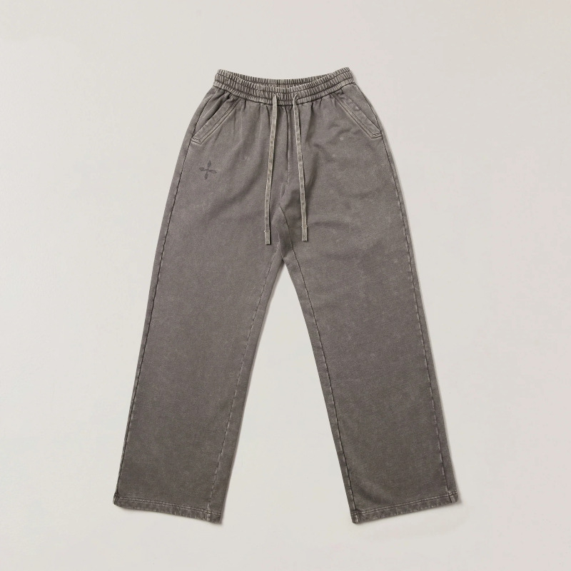 SMFK Divlji retro široke ravne hlače za sport, s izšivkom, vintage isprane, casual radne hlače