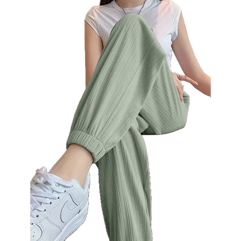 Ice Silk ženske ljetne tanke sportske hlače, jogger kroja s lantern nogavicama, udobne, zaštita od komaraca