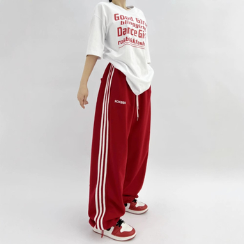 Ženske sportske hlače u američkom stilu s tri pruge, širokog kroja za hip-hop i jazz ples