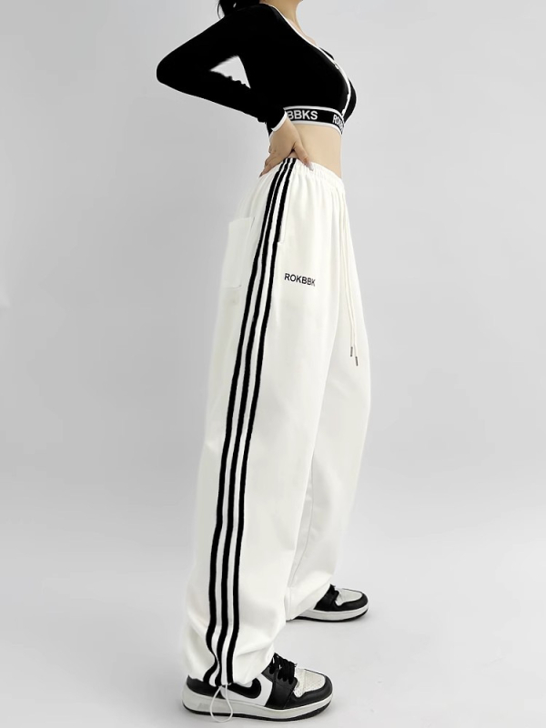 Ženske sportske hlače u američkom stilu s tri pruge, širokog kroja za hip-hop i jazz ples