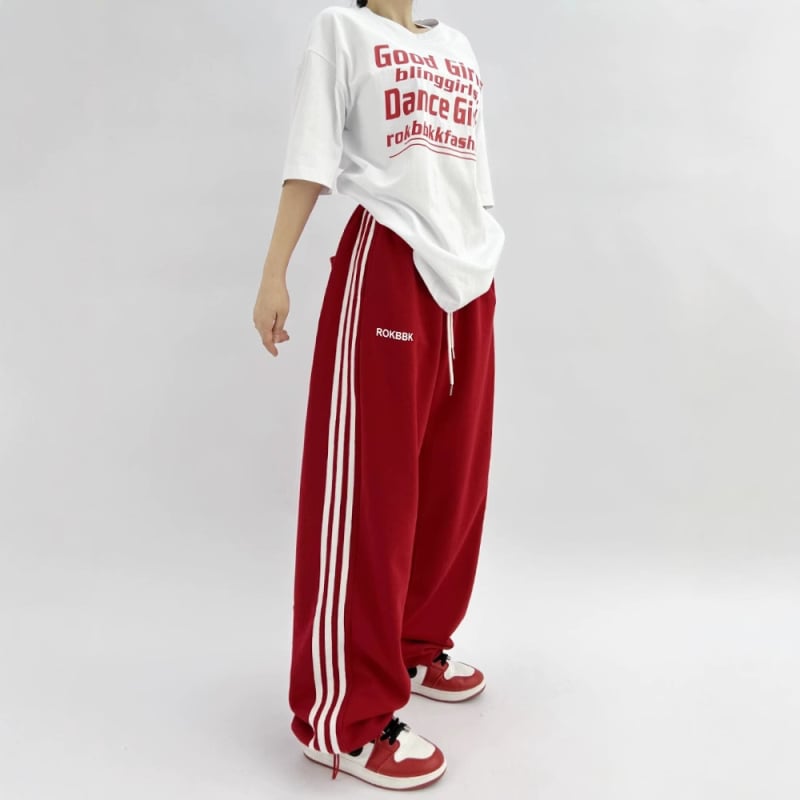 Ženske sportske hlače u američkom stilu s tri pruge, širokog kroja za hip-hop i jazz ples