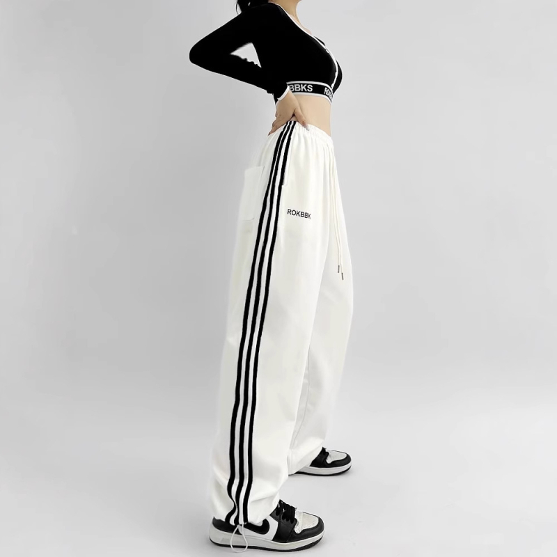 Ženske sportske hlače u američkom stilu s tri pruge, širokog kroja za hip-hop i jazz ples