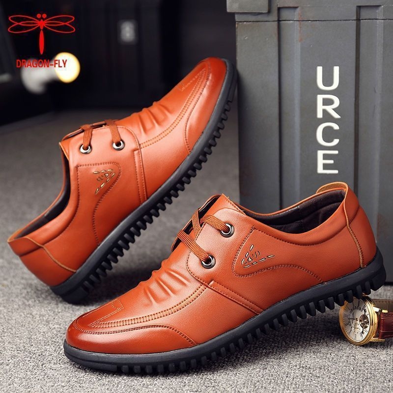 Muške cipele Dragonfly od prave kože, brogue stil, casual-poslovne, s umetkom za povećanje visine