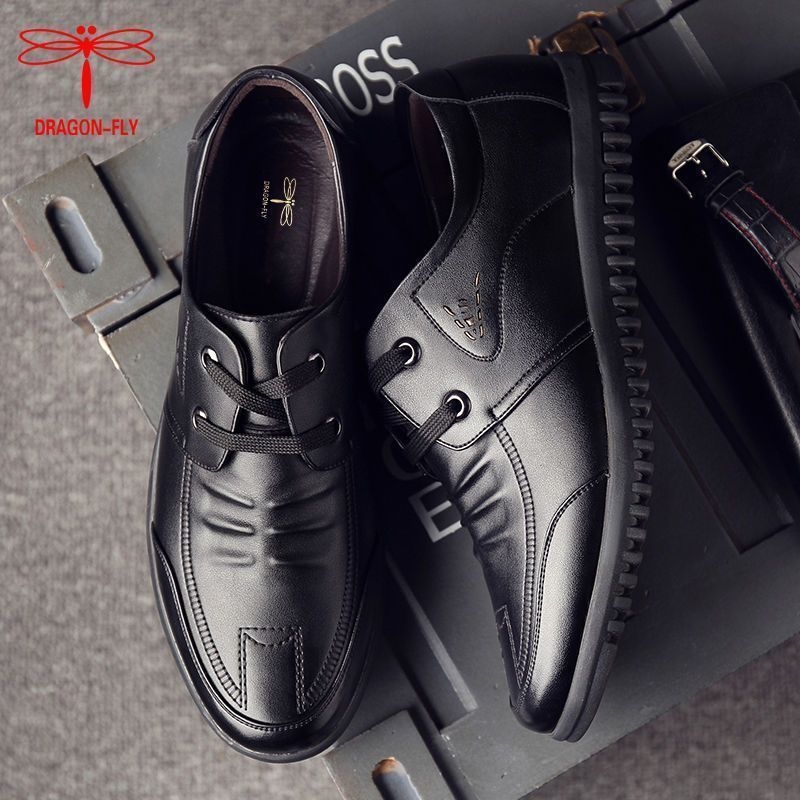 Muške cipele Dragonfly od prave kože, brogue stil, casual-poslovne, s umetkom za povećanje visine