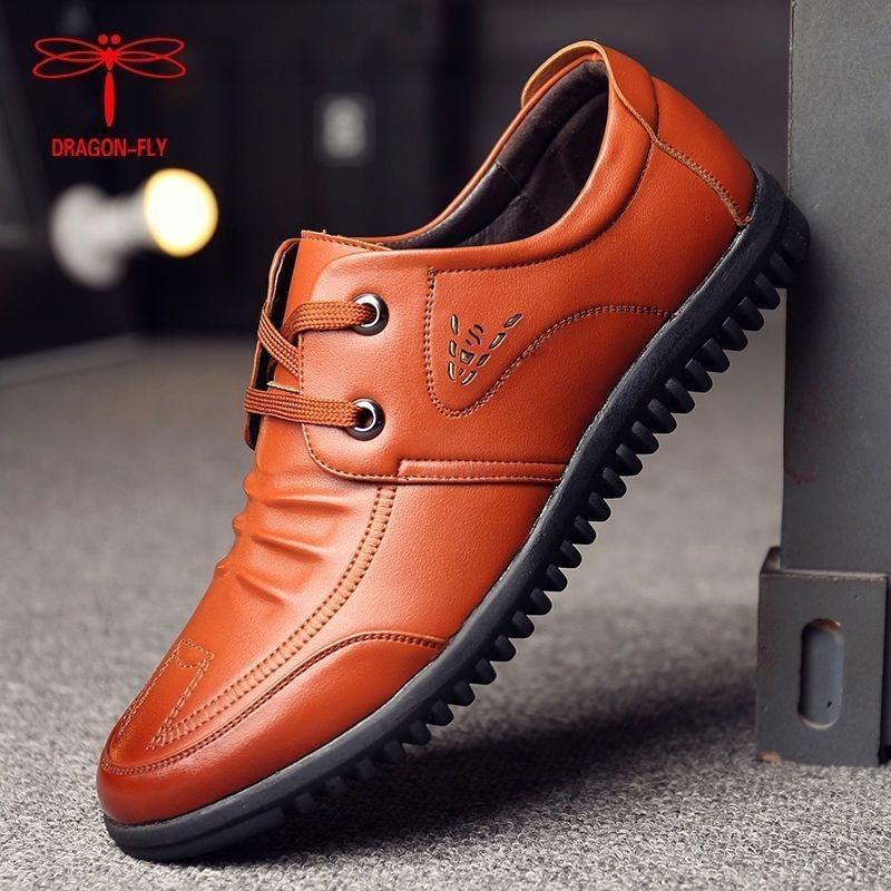 Muške cipele Dragonfly od prave kože, brogue stil, casual-poslovne, s umetkom za povećanje visine