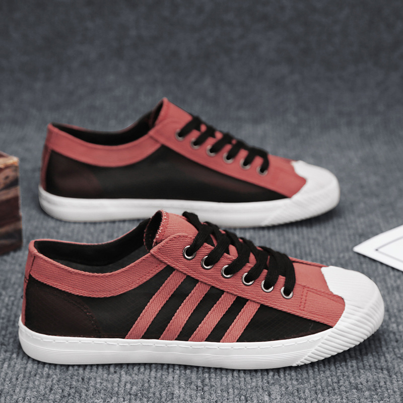 Adidași de bărbați slip-on din pânză, albi, ușori, talpă plată, cu protecție împotriva mirosului, Primăvara 2025